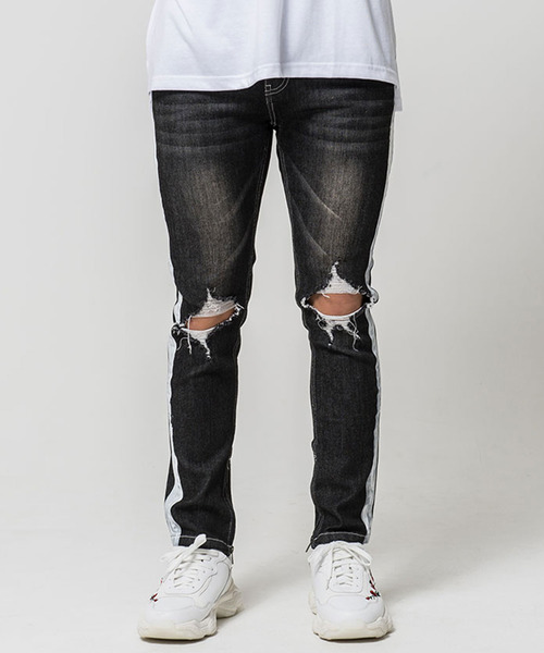 CavariA（キャバリア）の「『CavariA/キャバリア』裾ジップストレッチラインデニムパンツ（デニムパンツ・メンズ・ブラック/ブルー・L/M/S）」の19枚目の写真