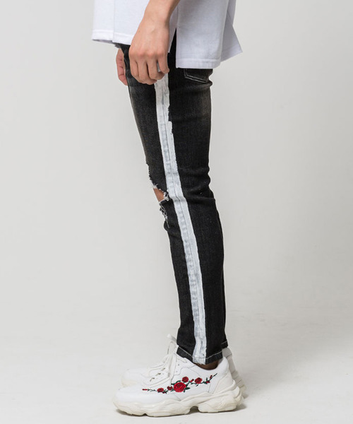 CavariA（キャバリア）の「『CavariA/キャバリア』裾ジップストレッチラインデニムパンツ（デニムパンツ・メンズ・ブラック/ブルー・L/M/S）」の20枚目の写真