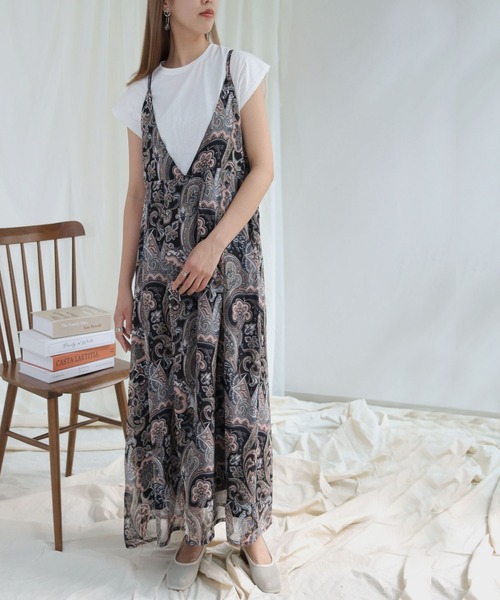 セール Hercloset インナー付きペイズリー柄シフォンキャミワンピース ワンピース Her Closet ハークローゼット のファッション通販 Zozotown