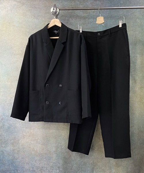 Beno（ビーノ）の「ポリトロ / W テーラード シャツ ジャケット × タック ワイドパンツ（セットアップ・メンズ・ダークベージュ/ライトベージュ/ライトグレー/ブラック/アッシュブラウン・L/M）」の2枚目の写真