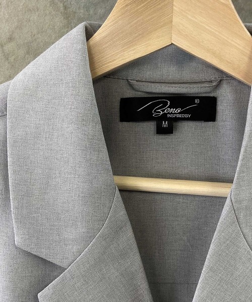 Beno（ビーノ）の「ポリトロ / W テーラード シャツ ジャケット × タック ワイドパンツ（セットアップ・メンズ・ダークベージュ/ライトベージュ/ライトグレー/ブラック/アッシュブラウン・L/M）」の11枚目の写真