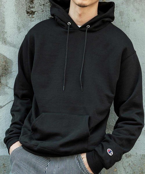 Champion(チャンピオン)の「Champion HOODED オーバーサイズ プルオーバーパーカー(パーカー)」|ブラック