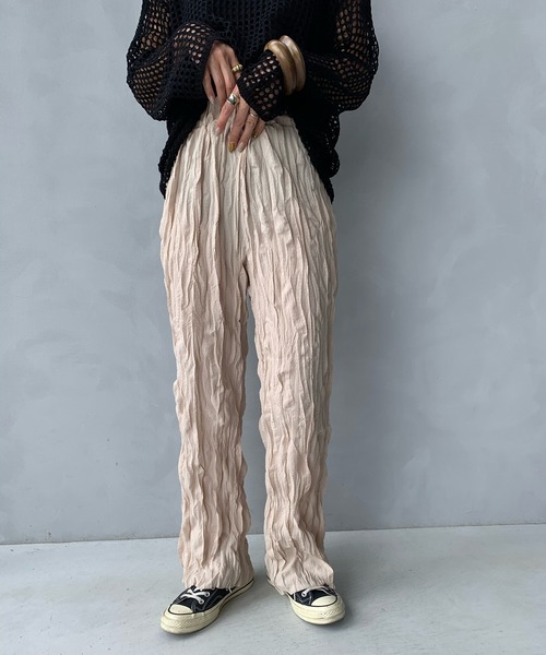 LE MORE（リモア）の「リンクルイージーパンツ（その他パンツ・レディース・ブラック/アイボリー/ブラウン・FREE）」の2枚目の写真