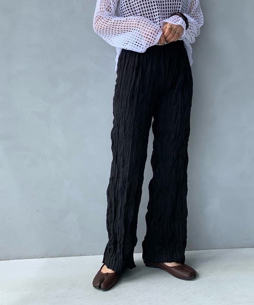 LE MORE（リモア）の「リンクルイージーパンツ（その他パンツ・レディース・ブラック/アイボリー/ブラウン・FREE）」の3枚目の写真