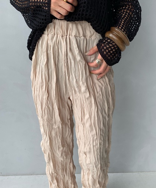 LE MORE（リモア）の「リンクルイージーパンツ（その他パンツ・レディース・ブラック/アイボリー/ブラウン・FREE）」の6枚目の写真