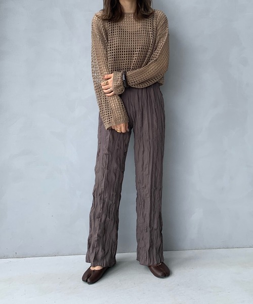 LE MORE（リモア）の「リンクルイージーパンツ（その他パンツ・レディース・ブラック/アイボリー/ブラウン・FREE）」の5枚目の写真