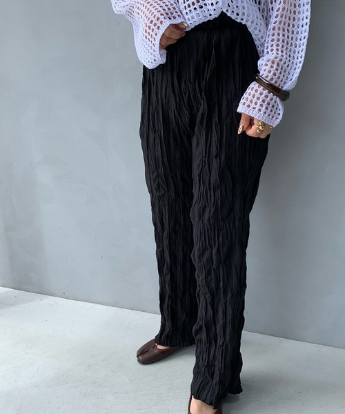 LE MORE（リモア）の「リンクルイージーパンツ（その他パンツ・レディース・ブラック/アイボリー/ブラウン・FREE）」の4枚目の写真