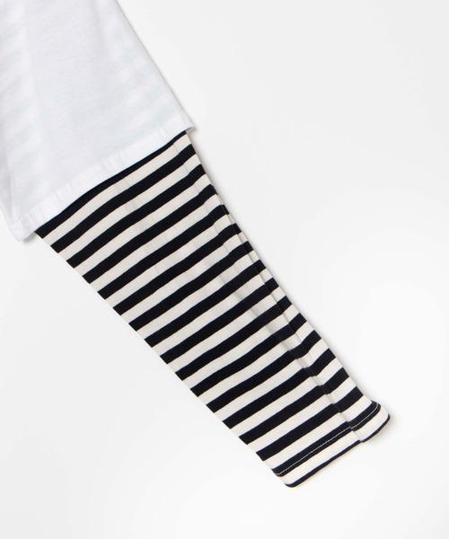 DING（ディング）の「DING/フェイクレイヤードロゴロンT（Tシャツ/カットソー・レディース・ホワイト/ブラック・FREE）」の6枚目の写真