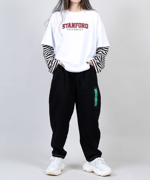 DING（ディング）の「DING/フェイクレイヤードロゴロンT（Tシャツ/カットソー・レディース・ホワイト/ブラック・FREE）」の5枚目の写真