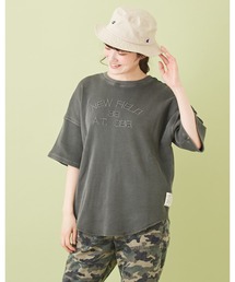 CUBE SUGAR（キューブシュガー）の「OEワッフル ピグメント染 ５部袖 ビッククルーネック（Tシャツ/カットソー）」