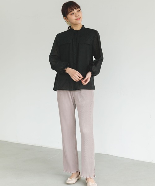 SLURR(スラ―)の「シアーハートドットスクエアネックブラウス(シャツ/ブラウス・レディース・ブラック・FREE)」の2枚目の写真