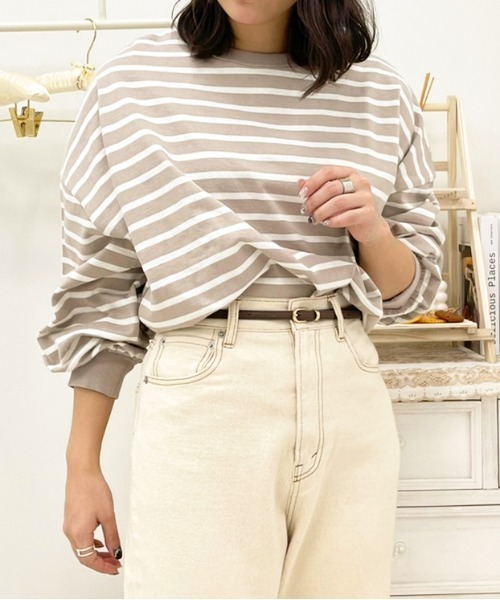 apres jour（アプレジュール）の「ボーダー袖ボリュームトップス【ZOZOTOWN限定アイテム】（Tシャツ/カットソー・レディース・オフホワイト/ラベンダー/ベージュ/ミント・X-LARGE/フリー）」の15枚目の写真