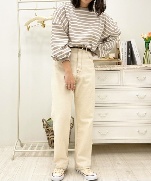 apres jour（アプレジュール）の「ボーダー袖ボリュームトップス【ZOZOTOWN限定アイテム】（Tシャツ/カットソー・レディース・オフホワイト/ラベンダー/ベージュ/ミント・X-LARGE/フリー）」の20枚目の写真