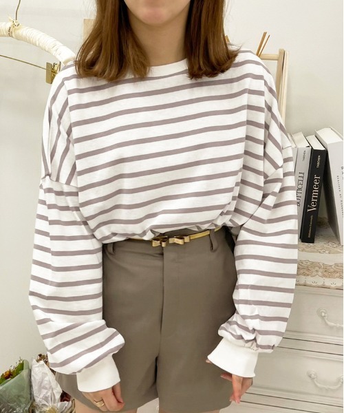 apres jour（アプレジュール）の「ボーダー袖ボリュームトップス【ZOZOTOWN限定アイテム】（Tシャツ/カットソー・レディース・オフホワイト/ラベンダー/ベージュ/ミント・X-LARGE/フリー）」の21枚目の写真