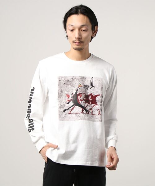 Kare/ME（カーミー）の「Kare/ME（カーミー）別注バスケット  ロングスリーブT（Tシャツ/カットソー・メンズ・ブラック/ホワイト/パープル・SMALL/MEDIUM/LARGE）」の2枚目の写真