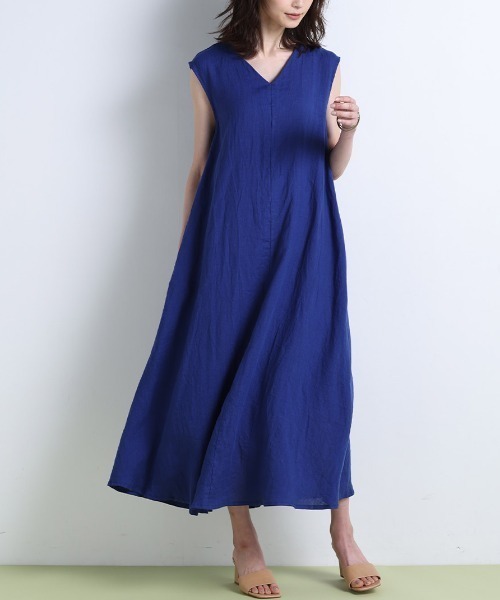 値下げしました！【BLUEFRONCE】リネンロングワンピース フレンチリネンロングワンピース/BLUE FRONCE 8973｜BLUE FRONCE