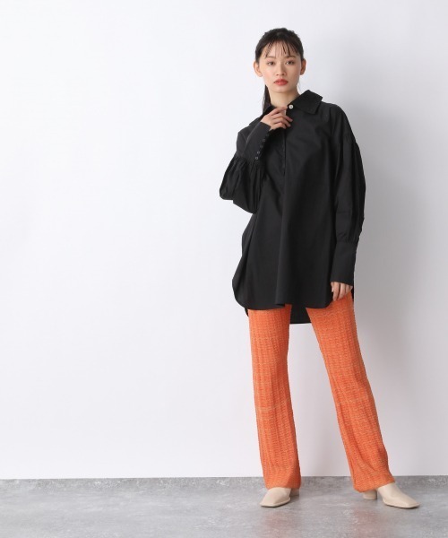 JEANASIS（ジーナシス）の「12Gスカシジャガードラメフレアパンツ