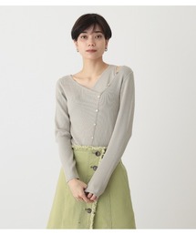 AZUL by moussy | FAKE LAYERED BUTTON KNIT TOPS/フェイクレイヤードボタンニットトップス(ニット/セーター)