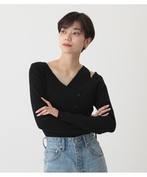 AZUL by moussy | FAKE LAYERED BUTTON KNIT TOPS/フェイクレイヤードボタンニットトップス(ニット/セーター)
