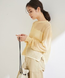 透かしメッシュ柄プルオーバー