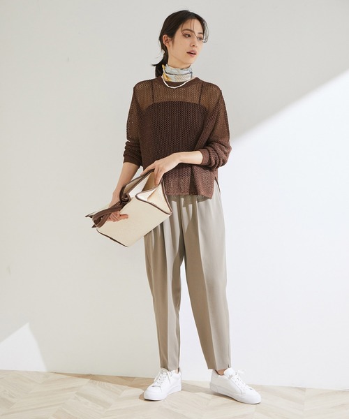 ROPE'（ロペ）の「透かしメッシュ柄プルオーバー（ニット/セーター・レディース・ダークブラウン/グリーン/キナリ・38）」の14枚目の写真