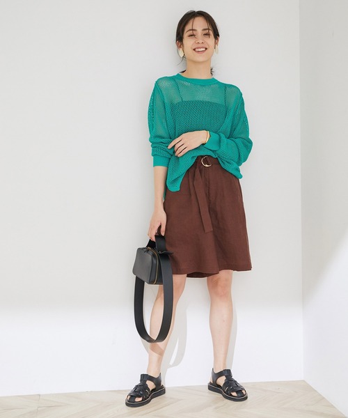 ROPE'（ロペ）の「透かしメッシュ柄プルオーバー（ニット/セーター・レディース・ダークブラウン/グリーン/キナリ・38）」の10枚目の写真