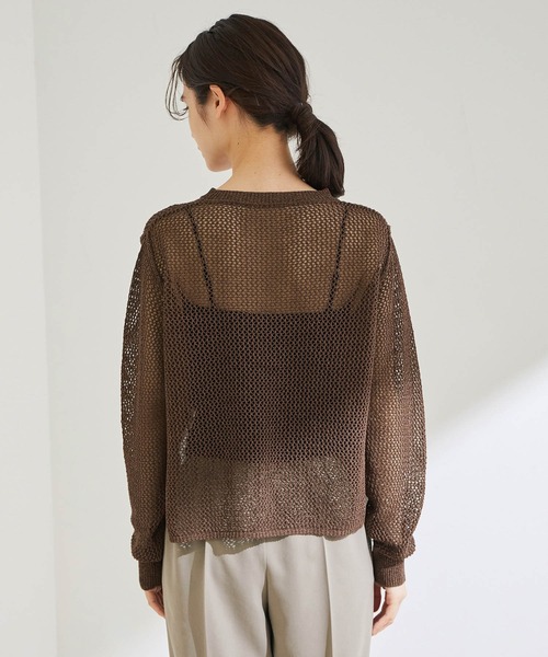 ROPE'（ロペ）の「透かしメッシュ柄プルオーバー（ニット/セーター・レディース・ダークブラウン/グリーン/キナリ・38）」の8枚目の写真
