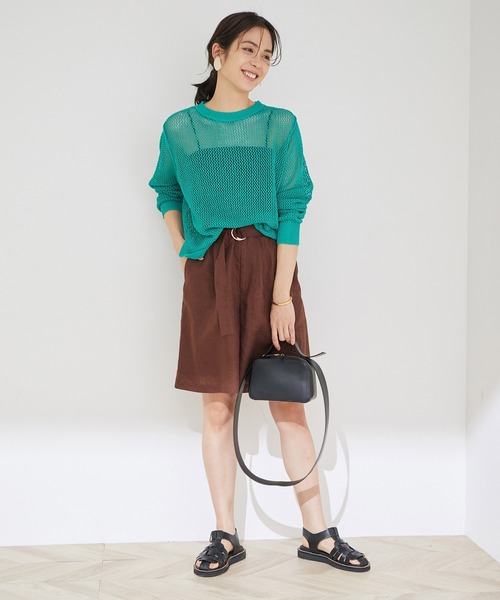 ROPE'（ロペ）の「透かしメッシュ柄プルオーバー（ニット/セーター・レディース・ダークブラウン/グリーン/キナリ・38）」の9枚目の写真