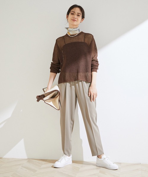 ROPE'（ロペ）の「透かしメッシュ柄プルオーバー（ニット/セーター・レディース・ダークブラウン/グリーン/キナリ・38）」の5枚目の写真