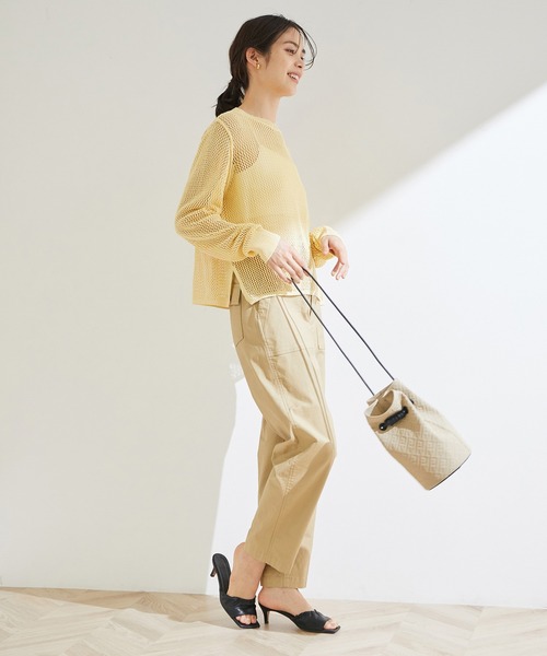 ROPE'（ロペ）の「透かしメッシュ柄プルオーバー（ニット/セーター・レディース・ダークブラウン/グリーン/キナリ・38）」の17枚目の写真