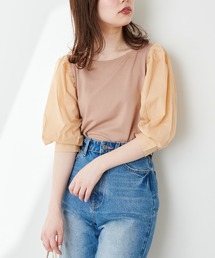 【WEB限定】シアースリーブボートネックトップス