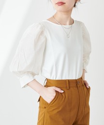 【WEB限定】シアースリーブボートネックトップス
