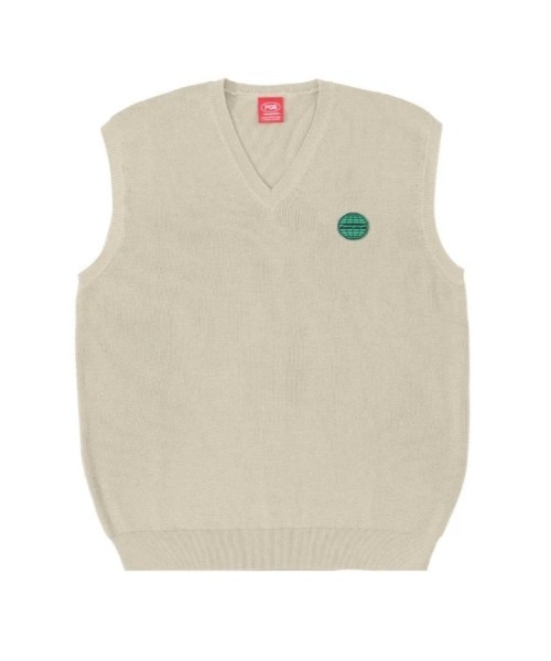 Paragraph（パラグラフ）の「『paragraph/パラグラフ』GLOBAL RUBBER PATCH VEST/ブランドロゴパッチ ニットベスト（ベスト・メンズ・ベージュ/ブルー/ネイビー/グリーン/ブラック・FREE）」の3枚目の写真