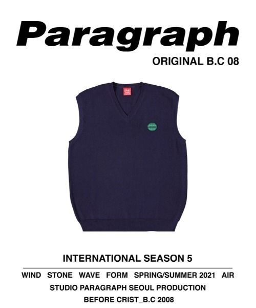 Paragraph（パラグラフ）の「『paragraph/パラグラフ』GLOBAL RUBBER PATCH VEST/ブランドロゴパッチ ニットベスト（ベスト・メンズ・ベージュ/ブルー/ネイビー/グリーン/ブラック・FREE）」の4枚目の写真