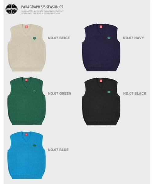 Paragraph（パラグラフ）の「『paragraph/パラグラフ』GLOBAL RUBBER PATCH VEST/ブランドロゴパッチ ニットベスト（ベスト・メンズ・ベージュ/ブルー/ネイビー/グリーン/ブラック・FREE）」の7枚目の写真