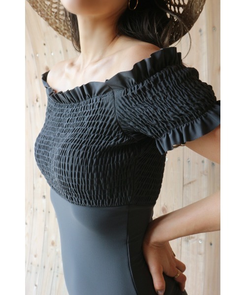 TRUNC（トランクエイティーエイト）の「Shirring Design Swimwear（水着・レディース・グレー/ベージュ・FREE）」の10枚目の写真