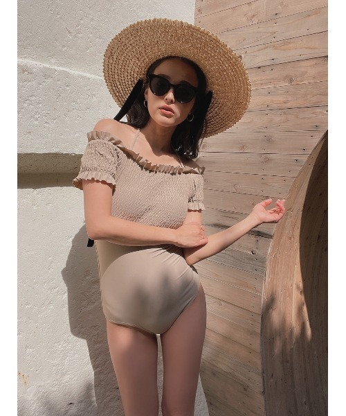 TRUNC（トランクエイティーエイト）の「Shirring Design Swimwear（水着・レディース・グレー/ベージュ・FREE）」の7枚目の写真