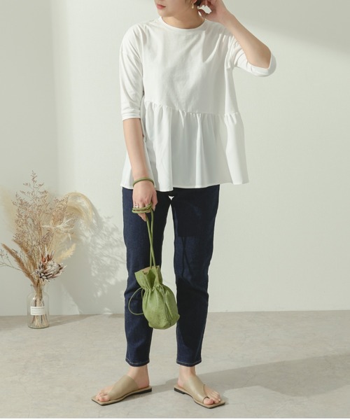 Ambre Neige（アンブルネージュ）の「切り替えギャザープルオーバー／【WEB/EC限定商品】（Tシャツ/カットソー・レディース・ブラック/オフホワイト/グレイッシュベージュ・FREE）」の21枚目の写真