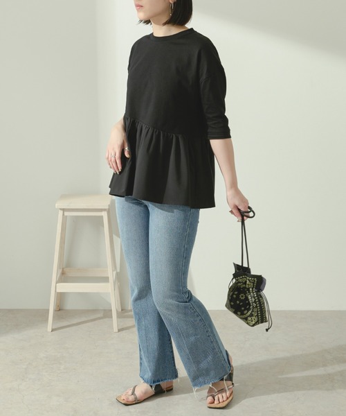 Ambre Neige（アンブルネージュ）の「切り替えギャザープルオーバー／【WEB/EC限定商品】（Tシャツ/カットソー・レディース・ブラック/オフホワイト/グレイッシュベージュ・FREE）」の14枚目の写真
