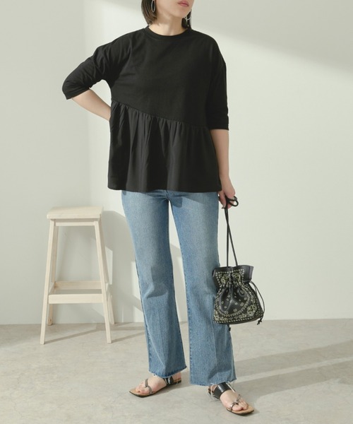 Ambre Neige（アンブルネージュ）の「切り替えギャザープルオーバー／【WEB/EC限定商品】（Tシャツ/カットソー・レディース・ブラック/オフホワイト/グレイッシュベージュ・FREE）」の13枚目の写真
