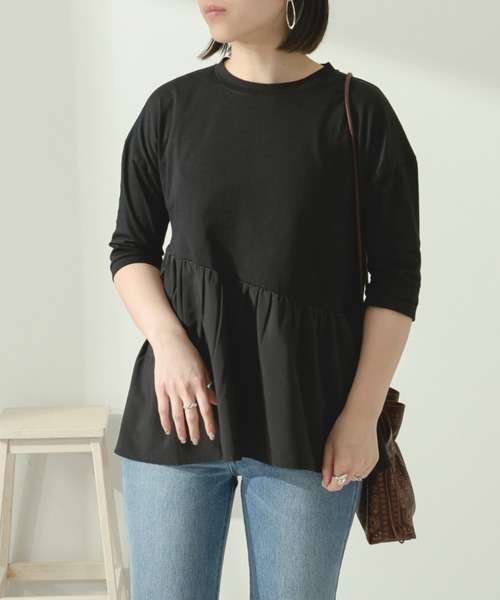 Ambre Neige（アンブルネージュ）の「切り替えギャザープルオーバー／【WEB/EC限定商品】（Tシャツ/カットソー・レディース・ブラック/オフホワイト/グレイッシュベージュ・FREE）」の18枚目の写真