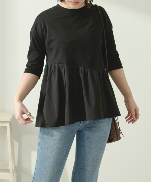 Ambre Neige（アンブルネージュ）の「切り替えギャザープルオーバー／【WEB/EC限定商品】（Tシャツ/カットソー・レディース・ブラック/オフホワイト/グレイッシュベージュ・FREE）」の16枚目の写真