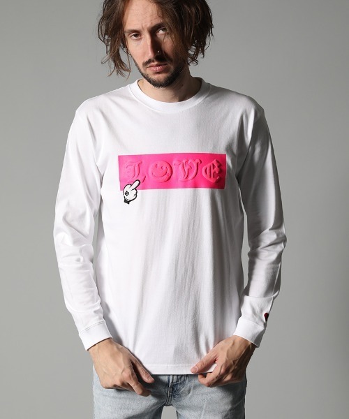 STUD MUFFIN(スタッドマフィン)の「mlt3397-5.6ozコットン天竺 LOVEBOXフォームプリント LS Tシャツ(Tシャツ/カットソー・メンズ・ホワイト/ブラック・2/4/3)」の3枚目の写真