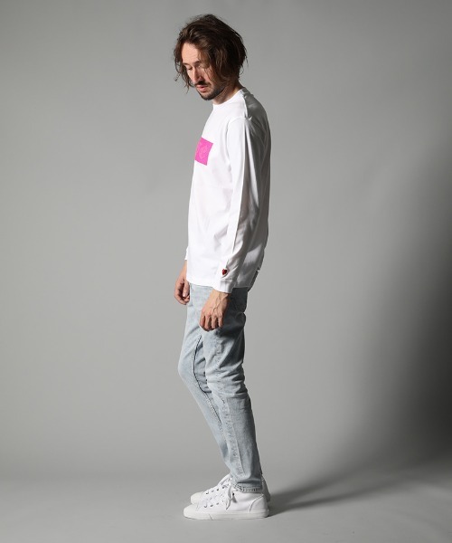 STUD MUFFIN(スタッドマフィン)の「mlt3397-5.6ozコットン天竺 LOVEBOXフォームプリント LS Tシャツ(Tシャツ/カットソー・メンズ・ホワイト/ブラック・2/4/3)」の5枚目の写真