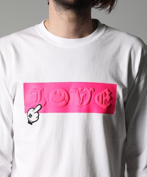 STUD MUFFIN(スタッドマフィン)の「mlt3397-5.6ozコットン天竺 LOVEBOXフォームプリント LS Tシャツ(Tシャツ/カットソー・メンズ・ホワイト/ブラック・2/4/3)」の7枚目の写真
