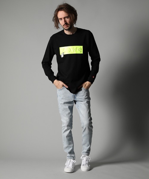 STUD MUFFIN(スタッドマフィン)の「mlt3397-5.6ozコットン天竺 LOVEBOXフォームプリント LS Tシャツ(Tシャツ/カットソー・メンズ・ホワイト/ブラック・2/4/3)」の10枚目の写真