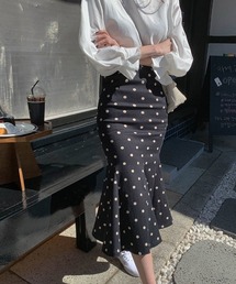 MKT | ドット柄マーメイドスカート フィッシュテールスカート(スカート)