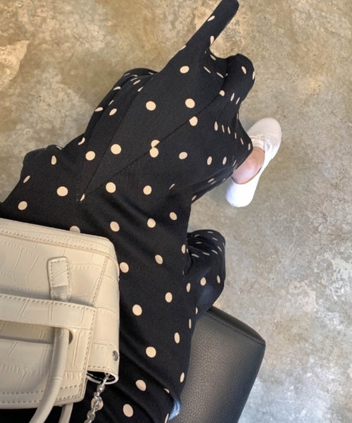 MKT（エムケーティー）の「ドット柄マーメイドスカート フィッシュテールスカート（スカート・レディース・ブラック・L/M/S）」の5枚目の写真