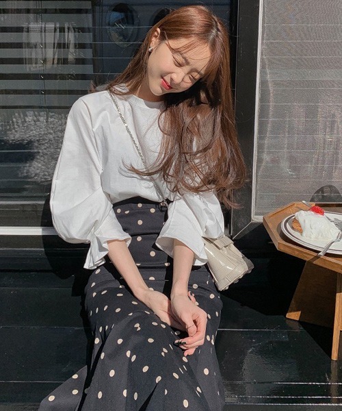MKT（エムケーティー）の「ドット柄マーメイドスカート フィッシュテールスカート（スカート・レディース・ブラック・L/M/S）」の11枚目の写真