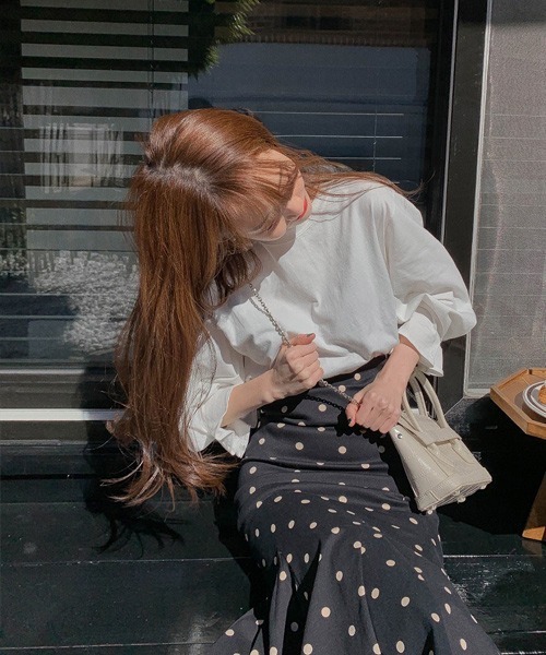 MKT（エムケーティー）の「ドット柄マーメイドスカート フィッシュテールスカート（スカート・レディース・ブラック・L/M/S）」の2枚目の写真